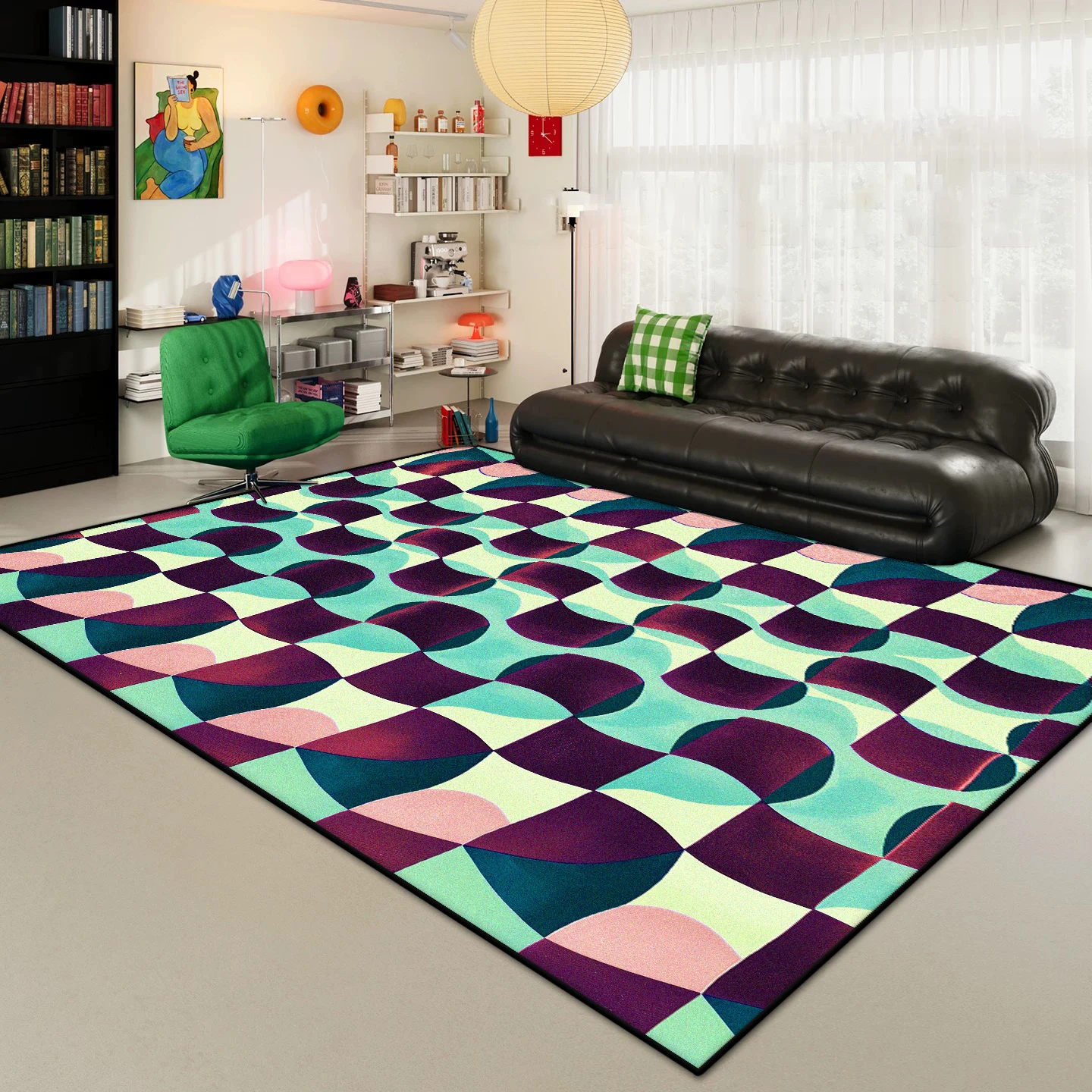 الموضة تصميم هندسي سجادة غرفة معيشة ديكور المنزل الحديثة منطقة كبيرة السجاد صالة غرفة نوم قابل للغسل عدم الانزلاق الكلمة حصيرة #1