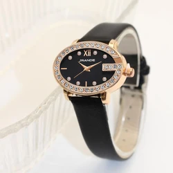 Montre-bracelet en cuir noir pour femme, étanche, horloge décontractée, montre élégante pour femme, marron, quartz