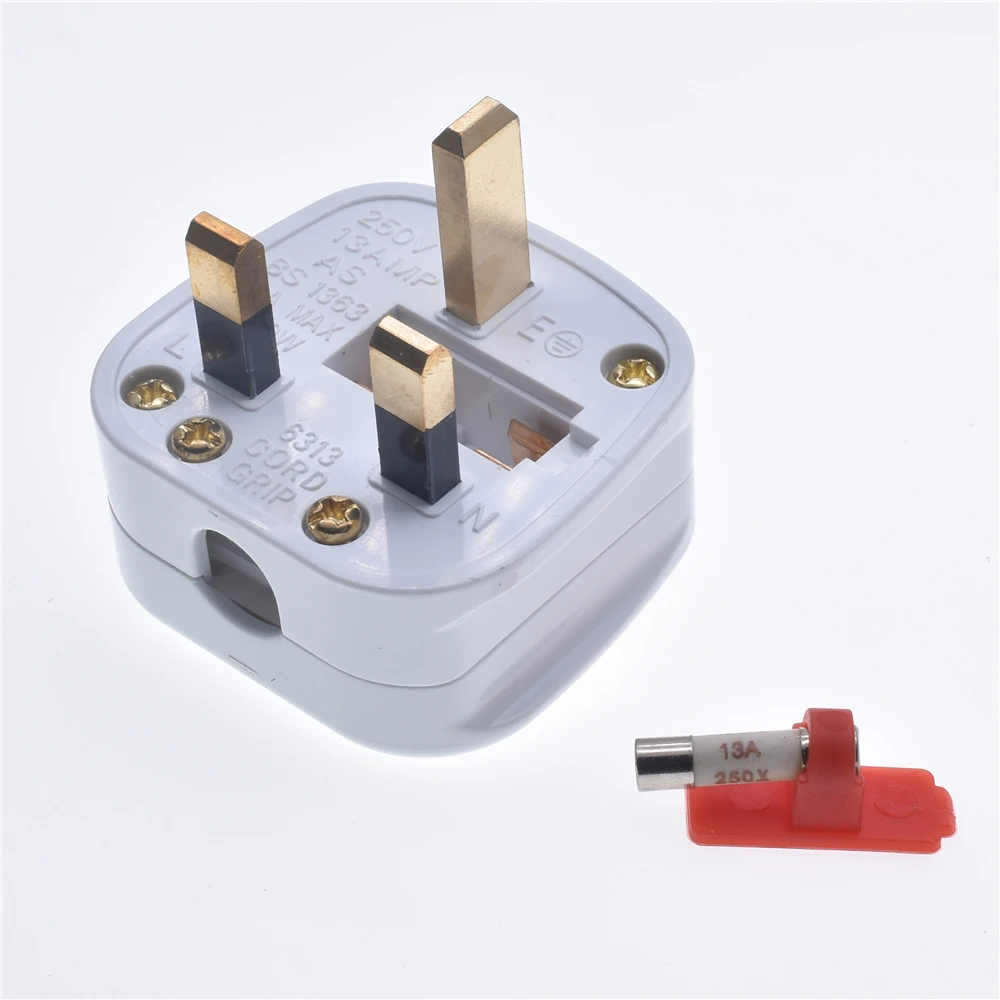 UK 13A Electrical Power Wiring Male Fused Plug Socket Independent Switch Detachable Extension Cord Connector Adapter Rewireable