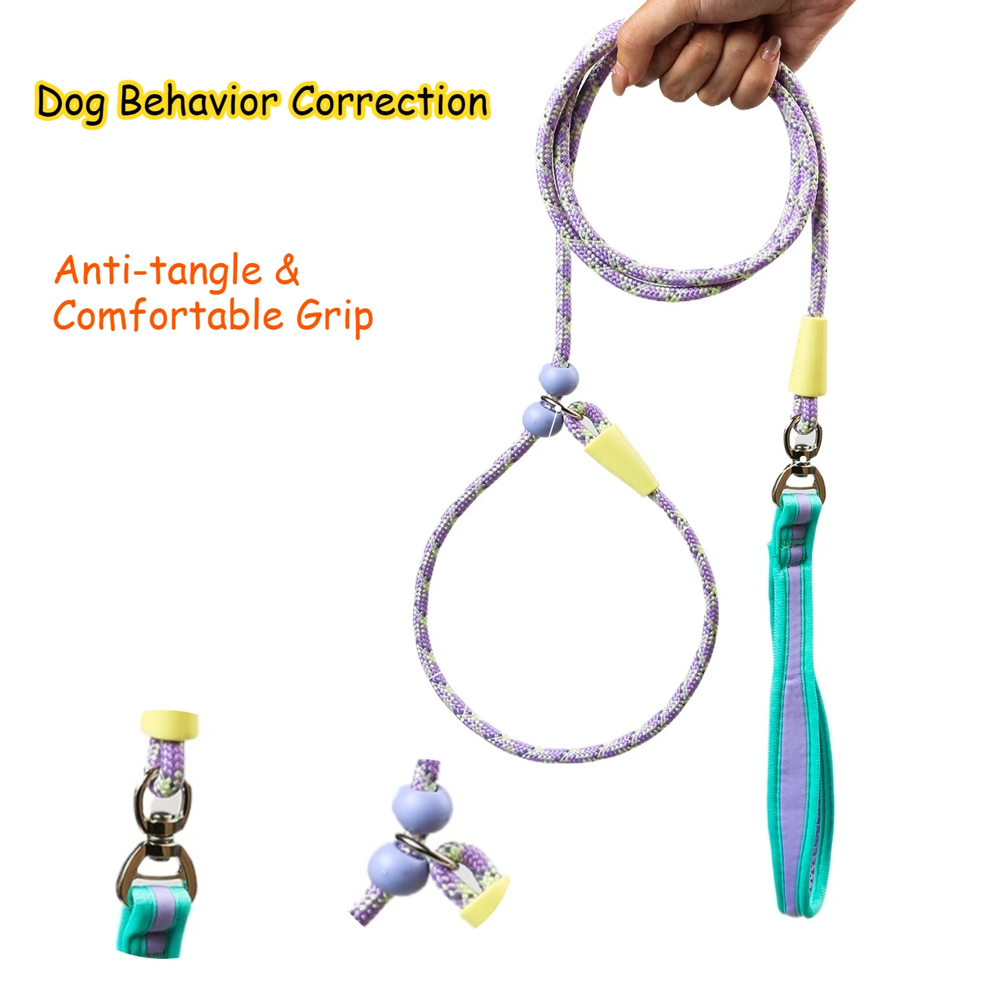 360-degree rotation No Tangle Dog Leash With Limit Buckle, Adjustable Anti-Knot Pet Walking Lead