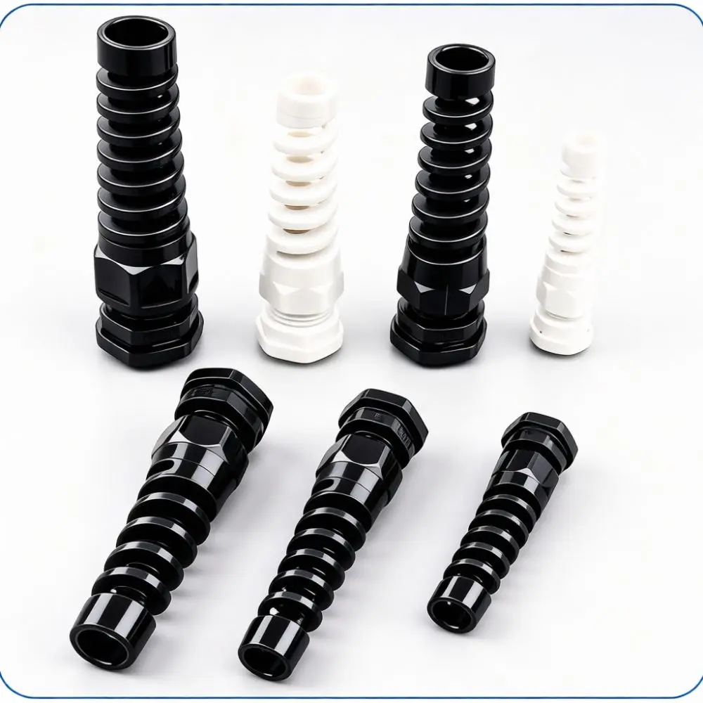 Durable Nylon Spiral Strain Relief Connector M12 PG Series Cable Protection Fitting For Industrial Machines Power Supply