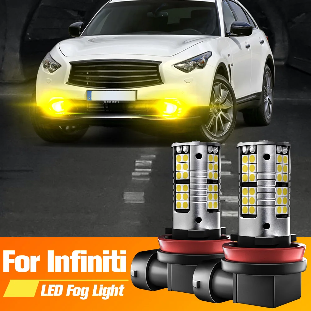 2pcs LED Fog Light Blub H8 H11 Lamp Canbus No Error For Infiniti FX35 FX45 QX56 EX35 FX50 EX37 FX37 QX50 QX60 QX70 QX80