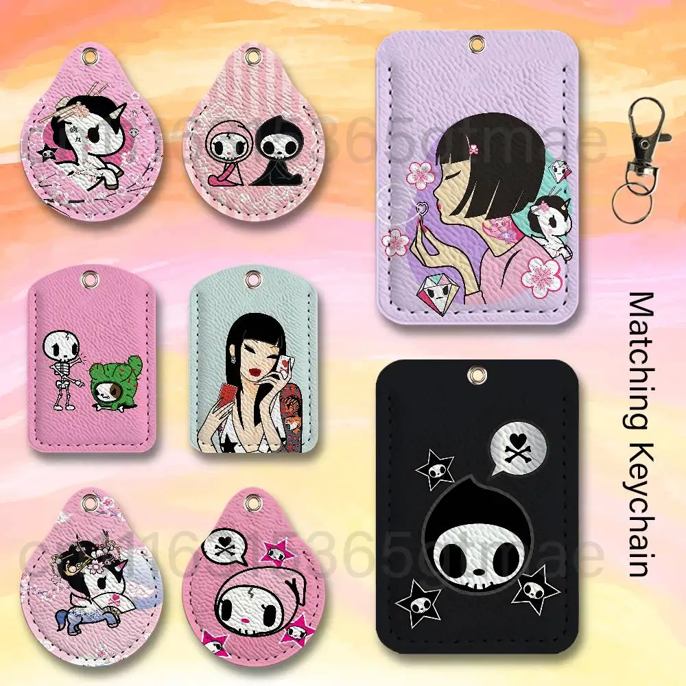 T-TokidokiS Girl Wholesale PU Leather Card Cover 3 Styles Available Teardrop Long Small Rectangle Keychain