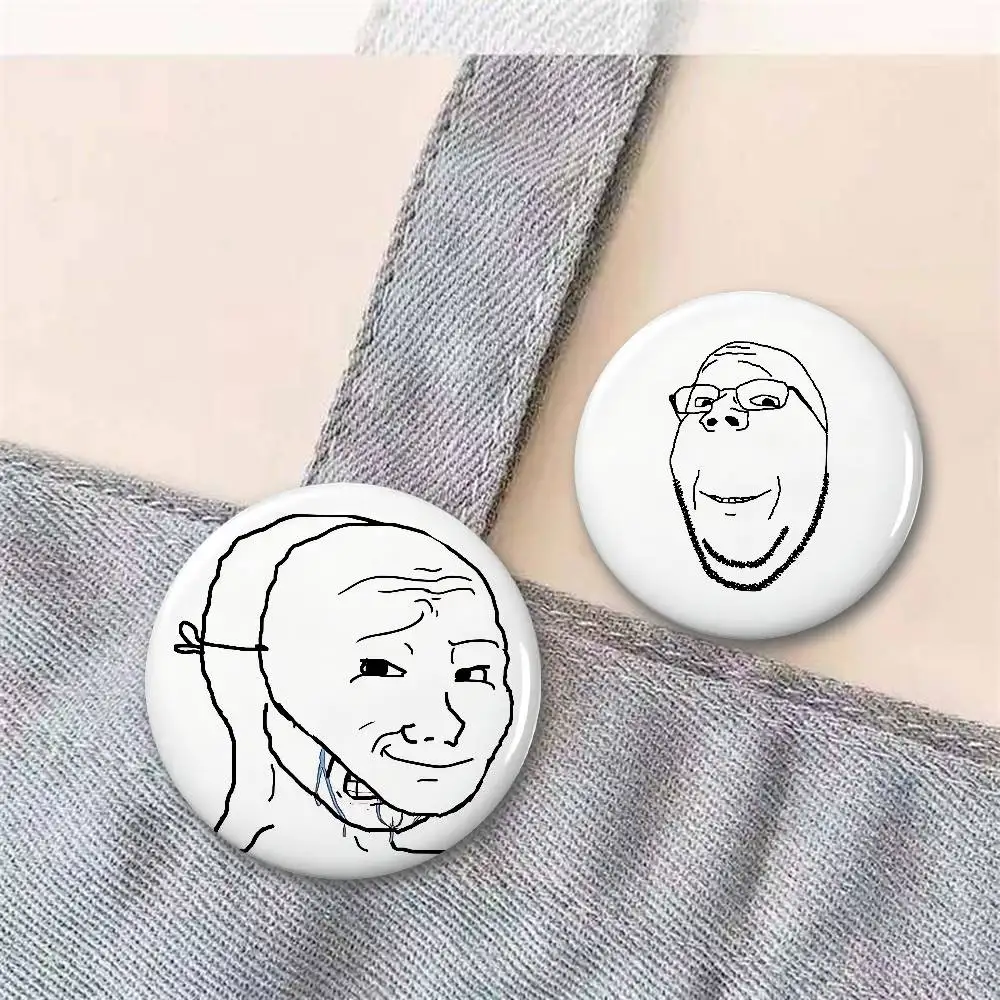 Soyjak Meme Badges Creative Tinplate Button PinsBrooch Creative Quotes Badge Clothes Gift For Kids Friends