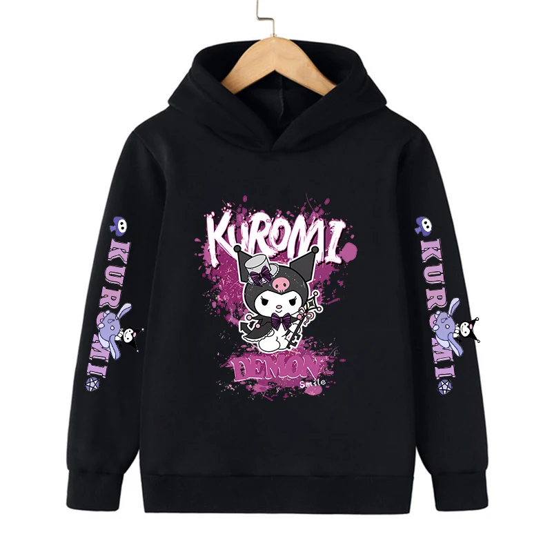 anime kawaii kids Streetwear kuromi Children's Hoodie Cute Sanrio Children Sweatshirt Manga Clothes Kid Girl Boy Top Hoody