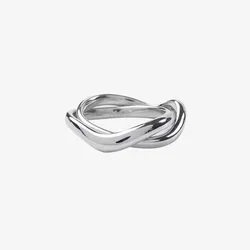 2023 Korean Wave New Twisted Double Layer Silver Color Ring Fashion Trend Men's and Women's Jewelry Accessories Couple Gifts