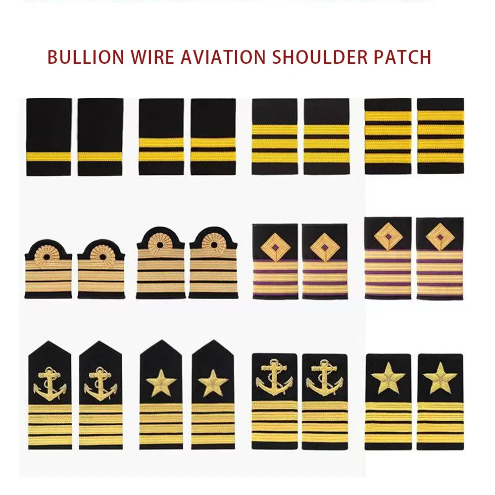 Professional Pilot Epaulettes Metal Wire Woven Shoulder Boards for Airline Captain Uniform