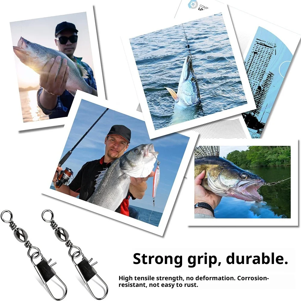 50 قطعة/100 قطعة صندوق الفولاذ المقاوم للصدأ الصيد تحمل وصلة دوّارة لصيد الأسماك مع المفاجئة صيد السمك إغراء B-نوع دبوس موصل مع حلقة مثمنة #5