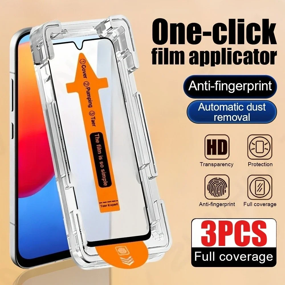 

3Pcs HD Clera Tempered Glass for Samsung Galaxy A56 A55 A36 A35 A34 A53 A25 A15 A26 A16 One Click Easy Install Screen Protector