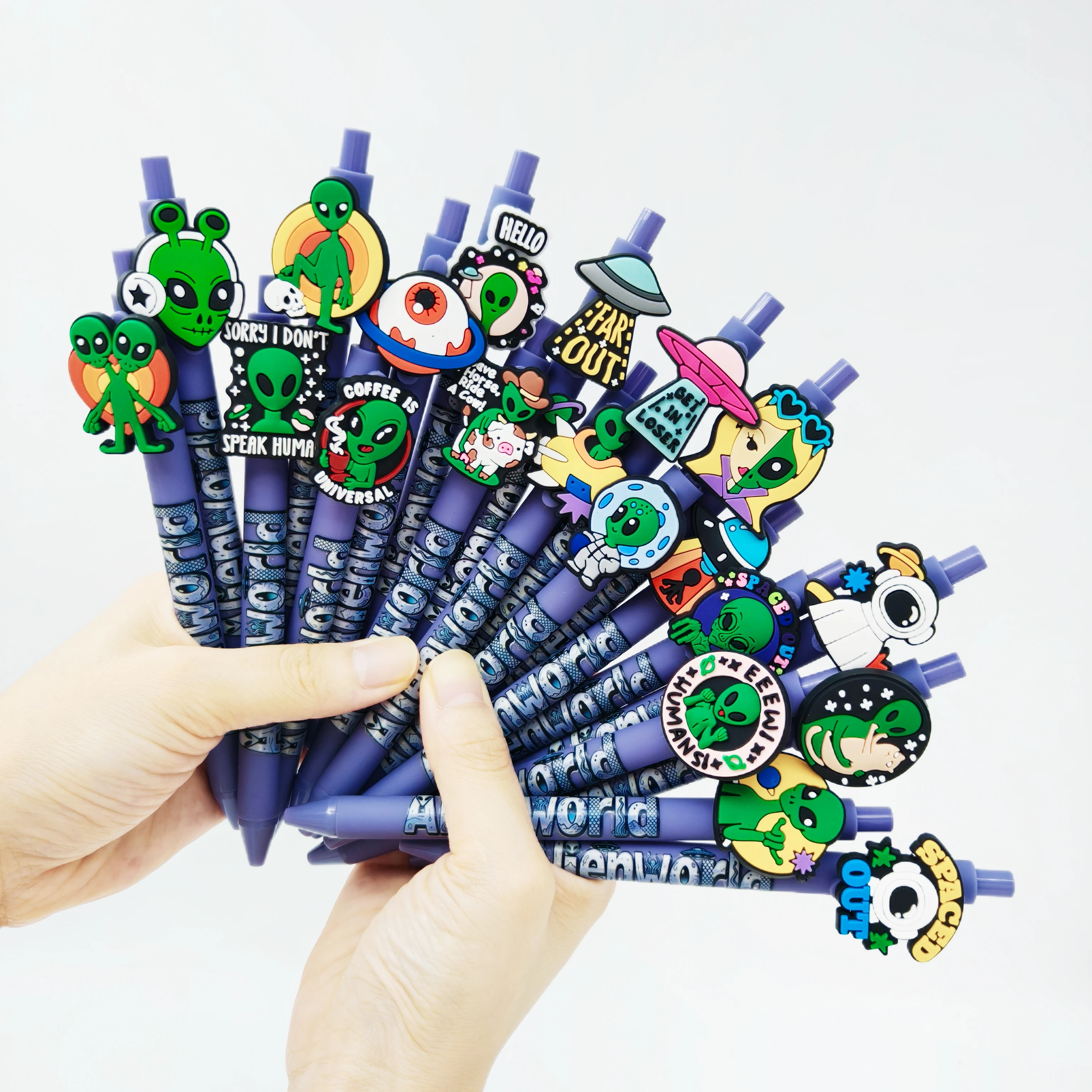 

10pcs/13pcs alien shape patch ballpoint pen purple color printing press ballpoint pen gift gel pen