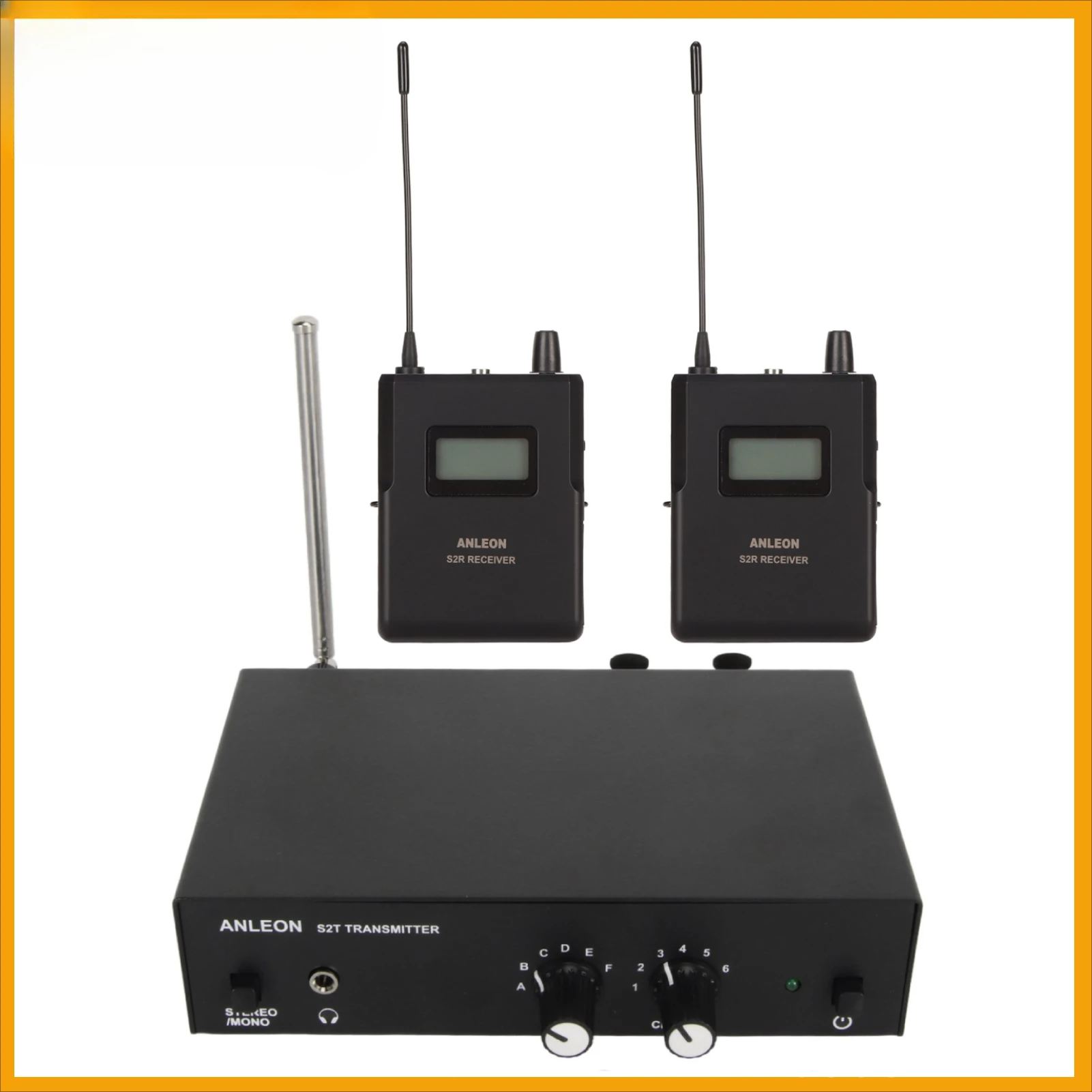 For ANLEON S2 Stereo Wireless Stage In-Ear Monitor System 670-680MHZ 526-535MHZ Professional Ear Return System with 2 Receivers