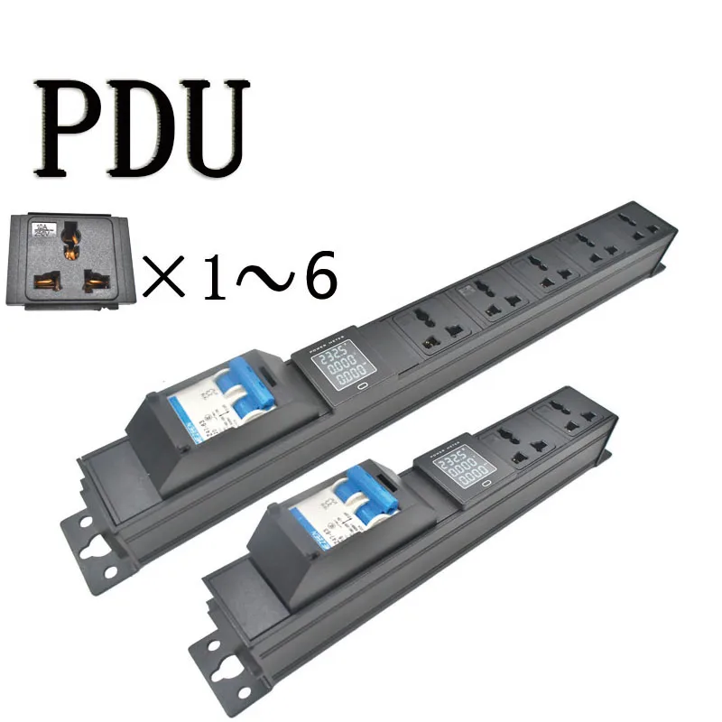 Wireless C14 port PDU1-6 AC10A universal socket, air switch power board, aluminum alloy ammeter with double hanging ear