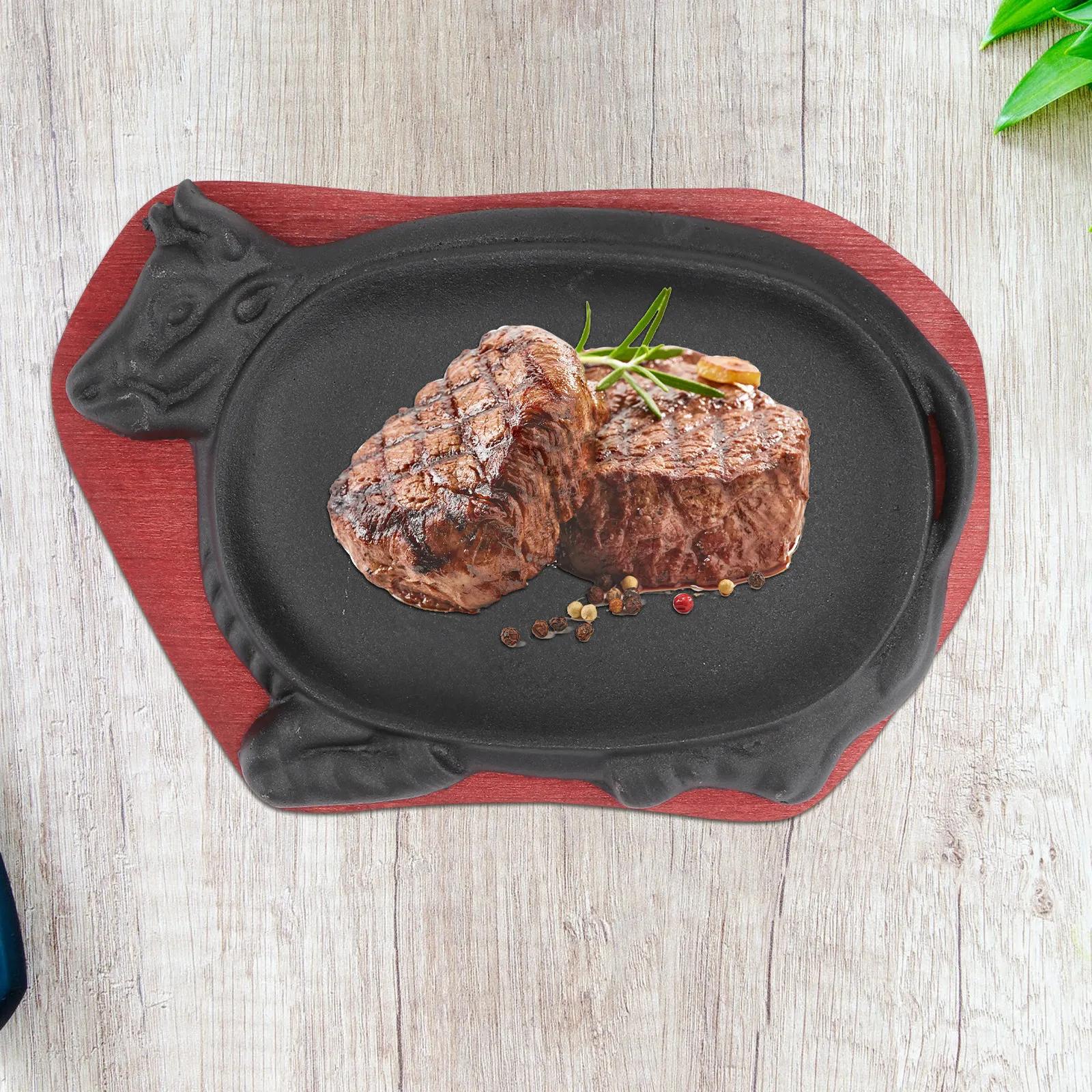 Picture 7: 1Pcs Cast Iron Beef Steak Plate Stain-Resistant Non-Stick Roasting Tray Bbq Barbecue Fry Pan Teppanyaki Baking Pan