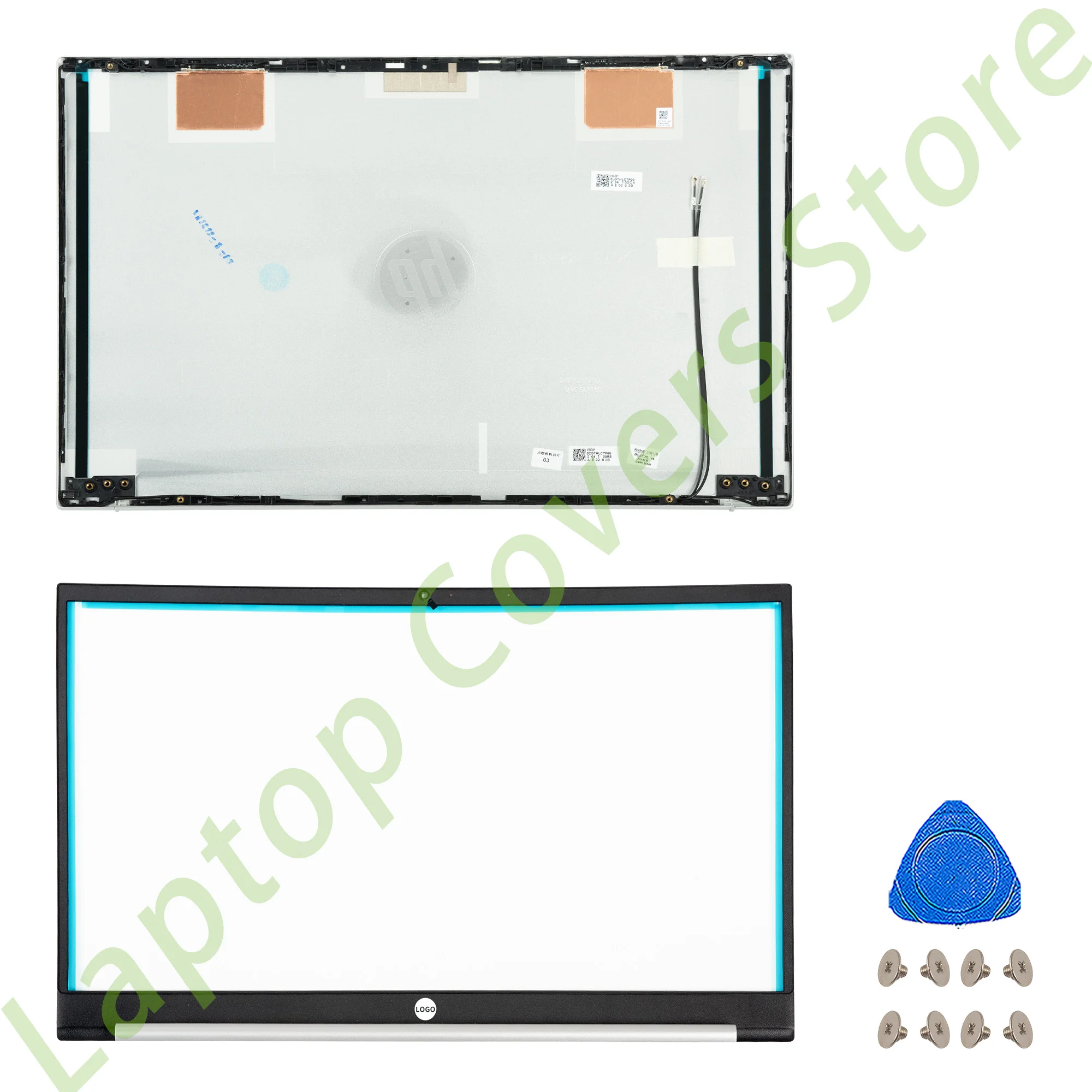 Imagem -06 - Capa de Tela para Pavilhão Lcd Tampa Traseira Dobradiças Moldura Frontal Prata Substituir 15 15-eg 15-eh 15z-eh Tpn-q245 Q246 15.6