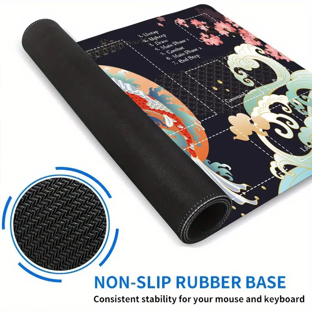 Wave Koi Mouse Pad Game Mat Large Computer Office Mousepads XXL Anti-slip Rubber Table Mats for MTG DTCG CCG RPG Trading Card
