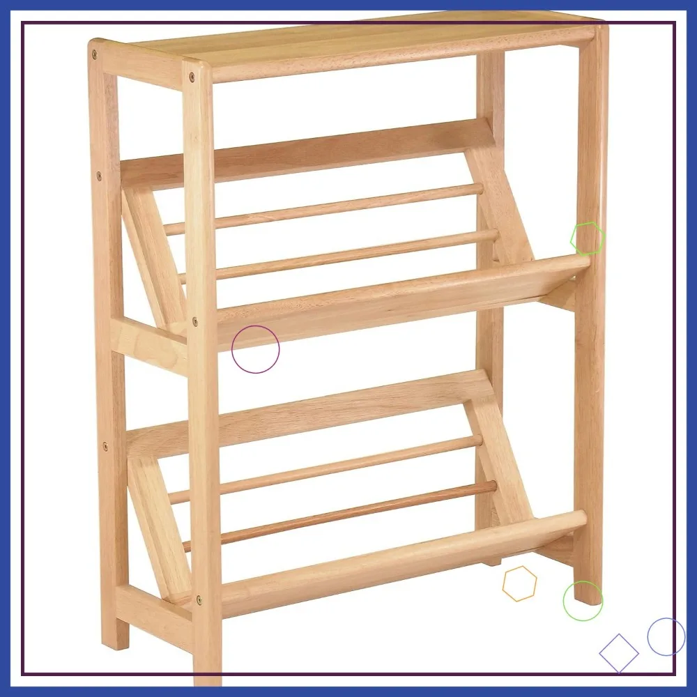 

Natural Beech Wood 4-Tier Bookshelf with Slanted Shelves for Easy Book Access, Assembly Required