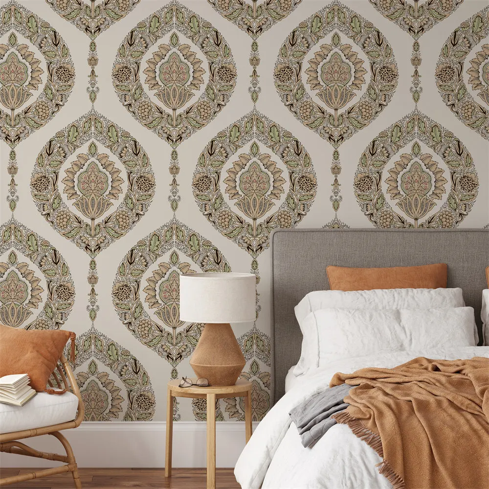 Vintage Damask Medallion Paisley Wallpaper Self Adhesive Contact Paper Waterproof Floral Wall Sticker for Cabinet Home Decor
