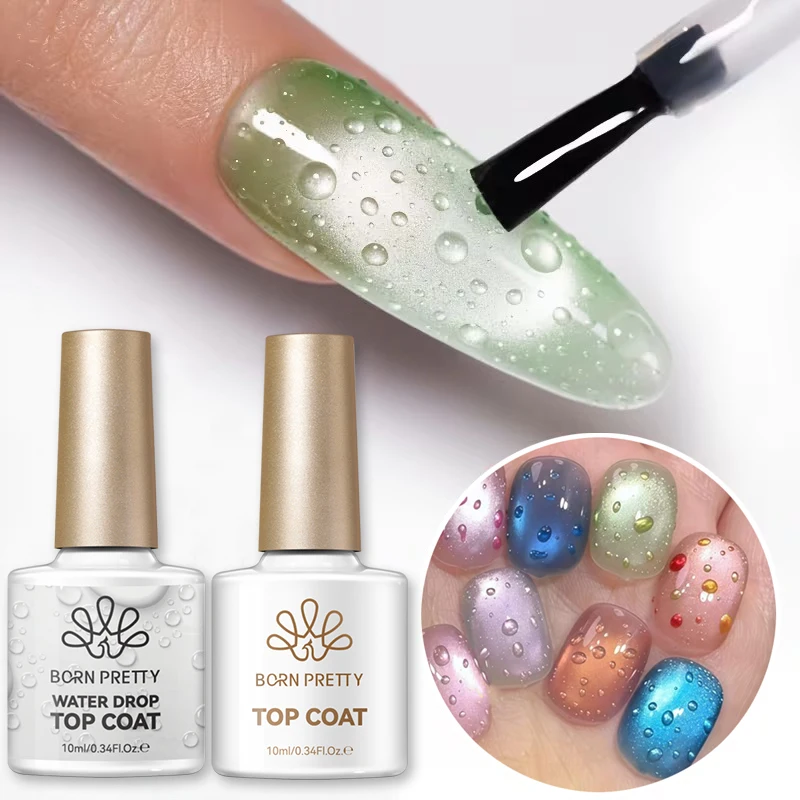 BORN PRETTY 1/2pcs Top Coat Gel Effet Goutte d'Eau Sans Résidu Super Couche de Finition Semi-Permanente UV LED pour Manucure Gel
