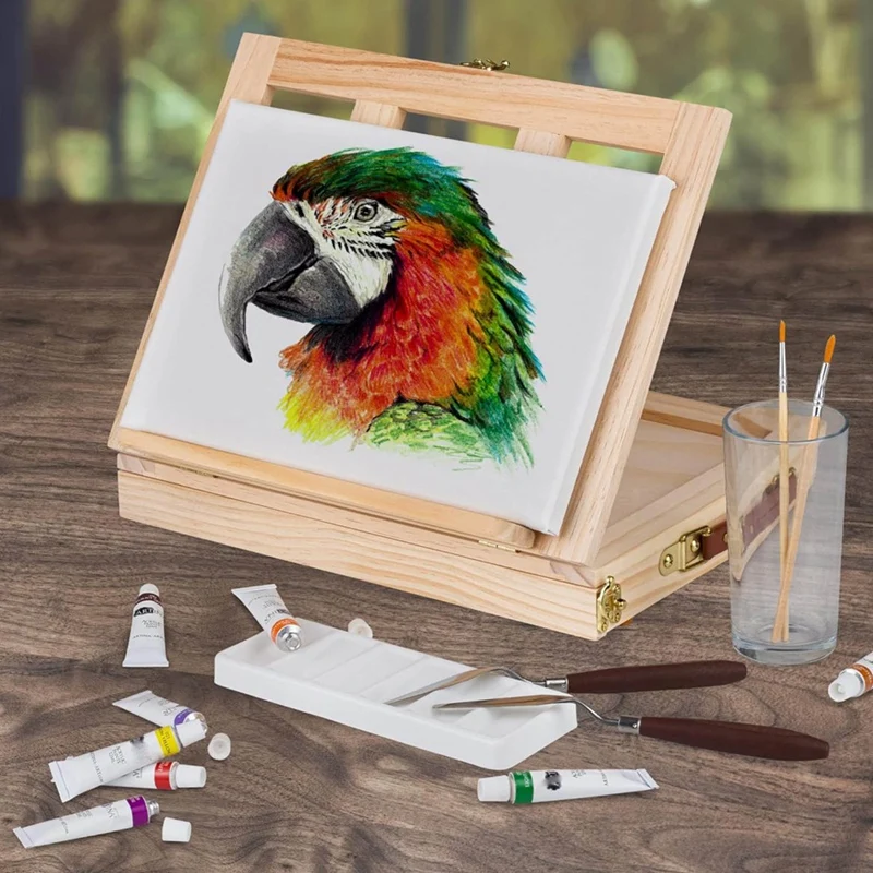 1 Pieces Portable 4 Adjustable Gears Drawer Style Beech Tabletop Easel For Beginners & Adults