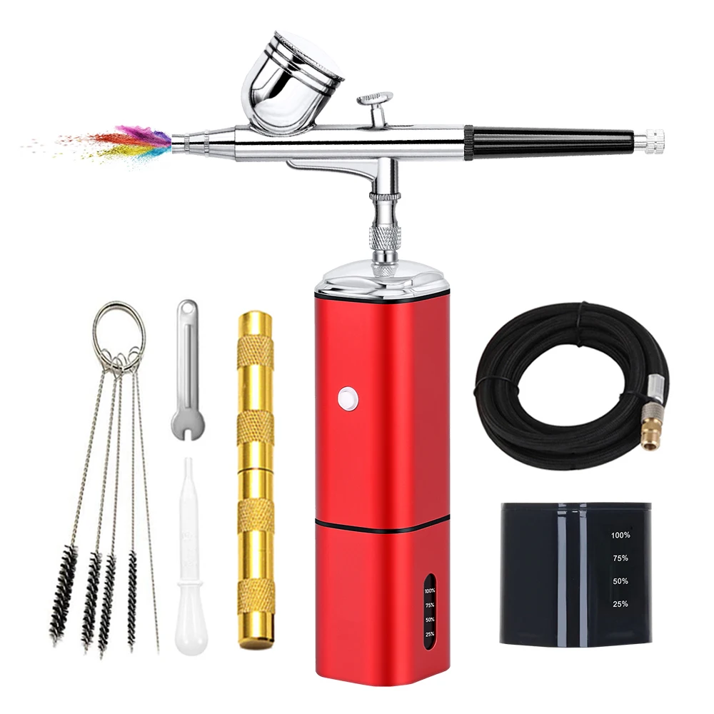 

High Pressure Replace Battery Airbrush Compressor Dual Action Spray Mini Hold Beauty Salon Makeup Nail Tattoos Cake Tools