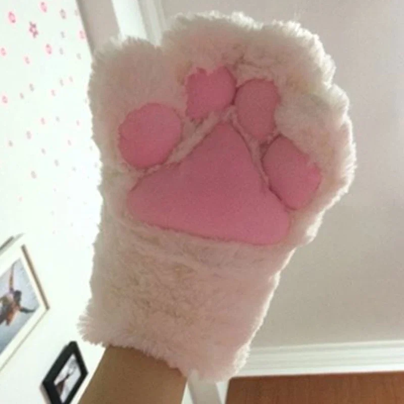 

1Pair Lovely Plush Cat Paw Claw Gloves Winter Warm Fingerless Gloves Women Girls Fluffy Bear Paw Half Finger Gloves Mitten Gifts