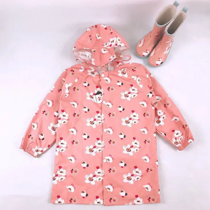 2022 New Style Raincoat Kids Cartoon Waterproof Rain Coat Polyester Boys Clothes Outdoor Children Baby Girls Jacket Coat Rainsut