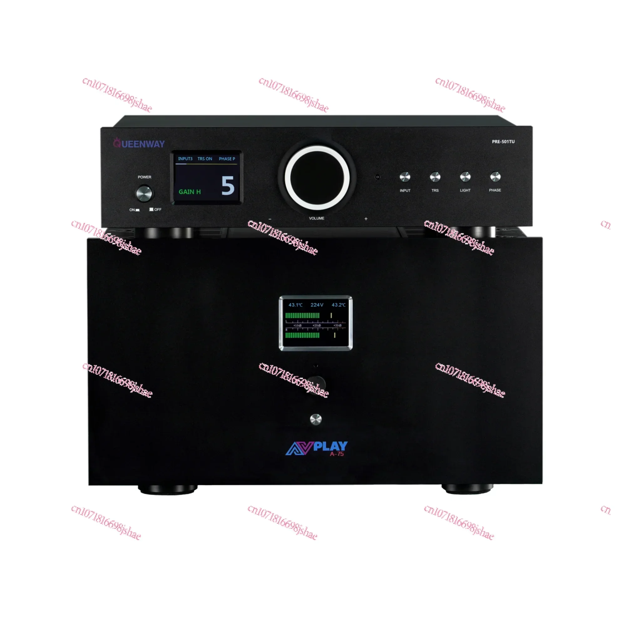 A-75 Class A Power Amplifier LCD Bridge + Rear Avenue PRE-501TU 12AU7/ECC82 * 4 Tube Preamplifier