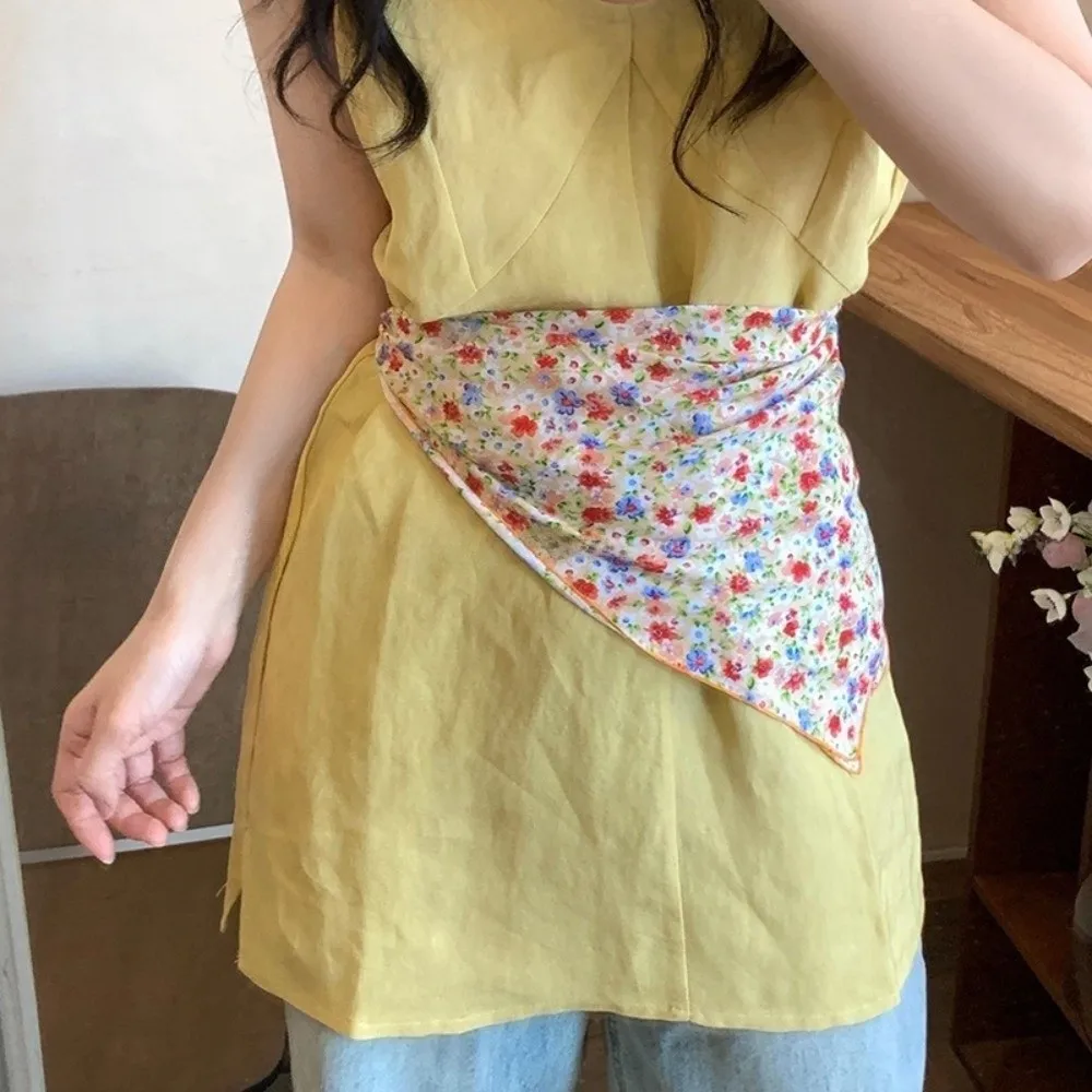 

3pcs/set Thin Fabric Floral Neck Scarf Korean Style Elegant Printed Headscarf Multifunctional Colorful Flower Square Headband