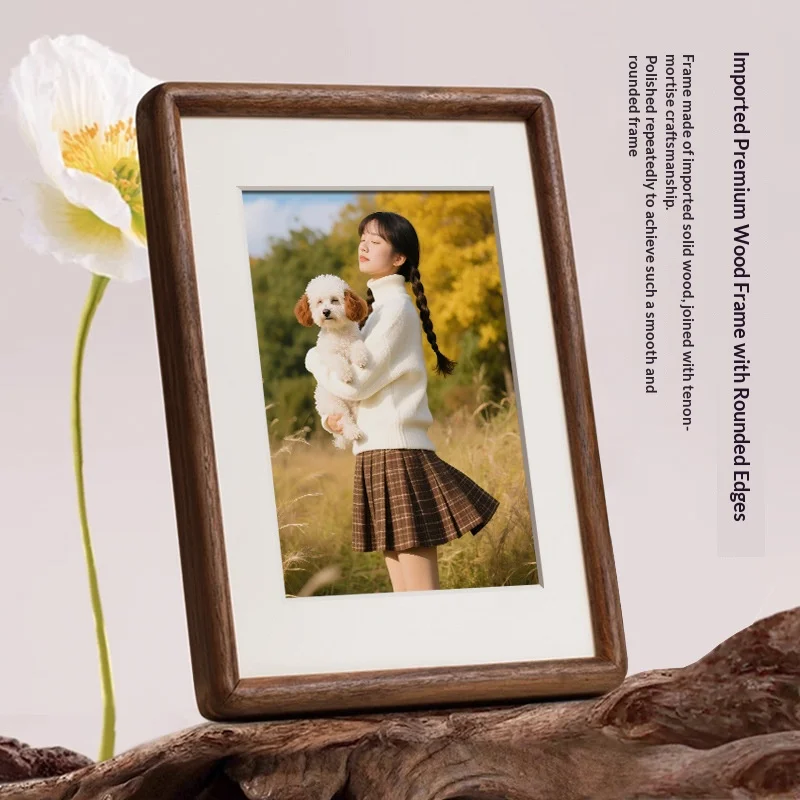 Black Walnut Solid Wood Picture Frame High-Quality Round Corner Display Frame for 6-Inch Photos Cherry Wood Art Frame Home Decor