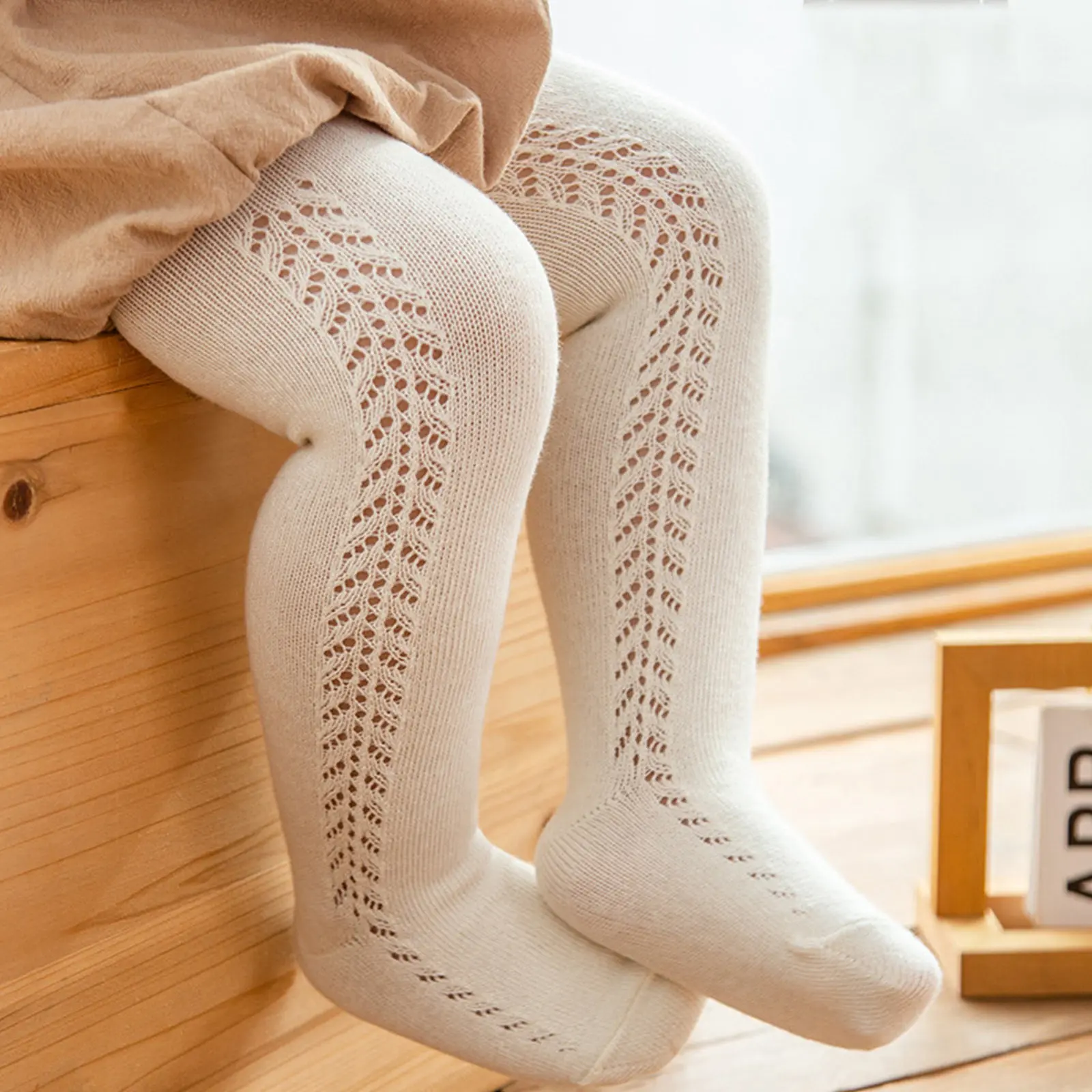 Baby Girl Cotton Pantyhose – Soft Stretchy Breathable Mesh Tights, Comfortable Knitted Long Socks