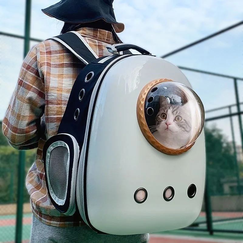 Portable pet carrier, space capsule pet backpack, breathable and portable transparent backpack, puppy transport box