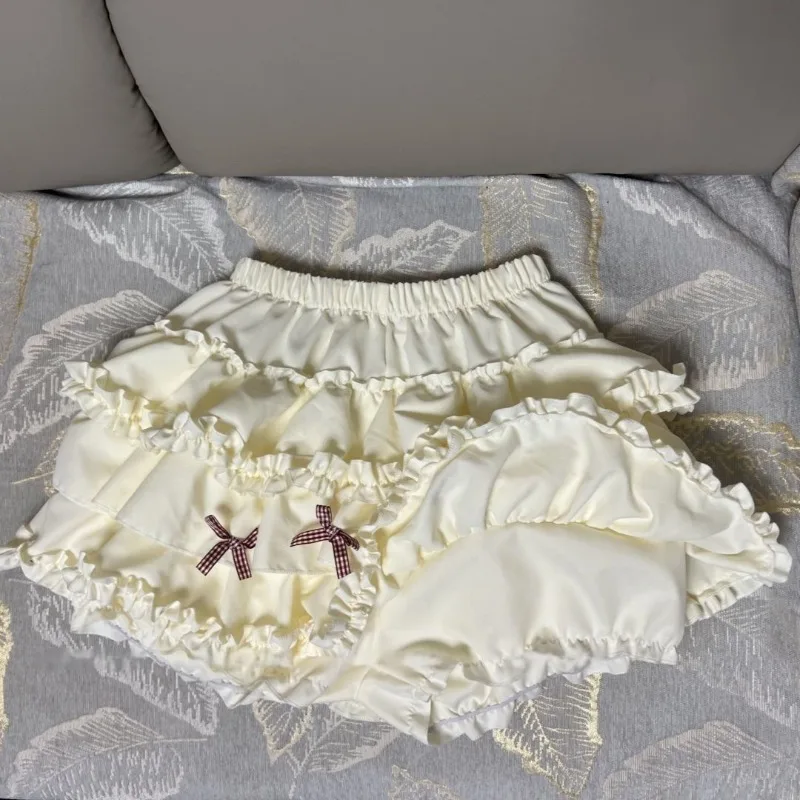 

Summer Balletcore White Ruffle Mini Skirt Women Y2K Kawaii Sweet Lolita Bow Cake Skirt Elegant Cute Harajuku Style Short Skirt