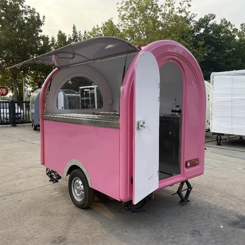 Mobile Ice Cabinet Food Truck Hot Dog Cart Food Trailer Complete Kitchen Iron Outdoor