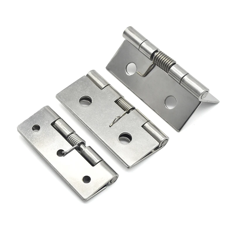 304 stainless steel spring hinge, elastic automatic closing hinge, 0 degree reset and return hinge