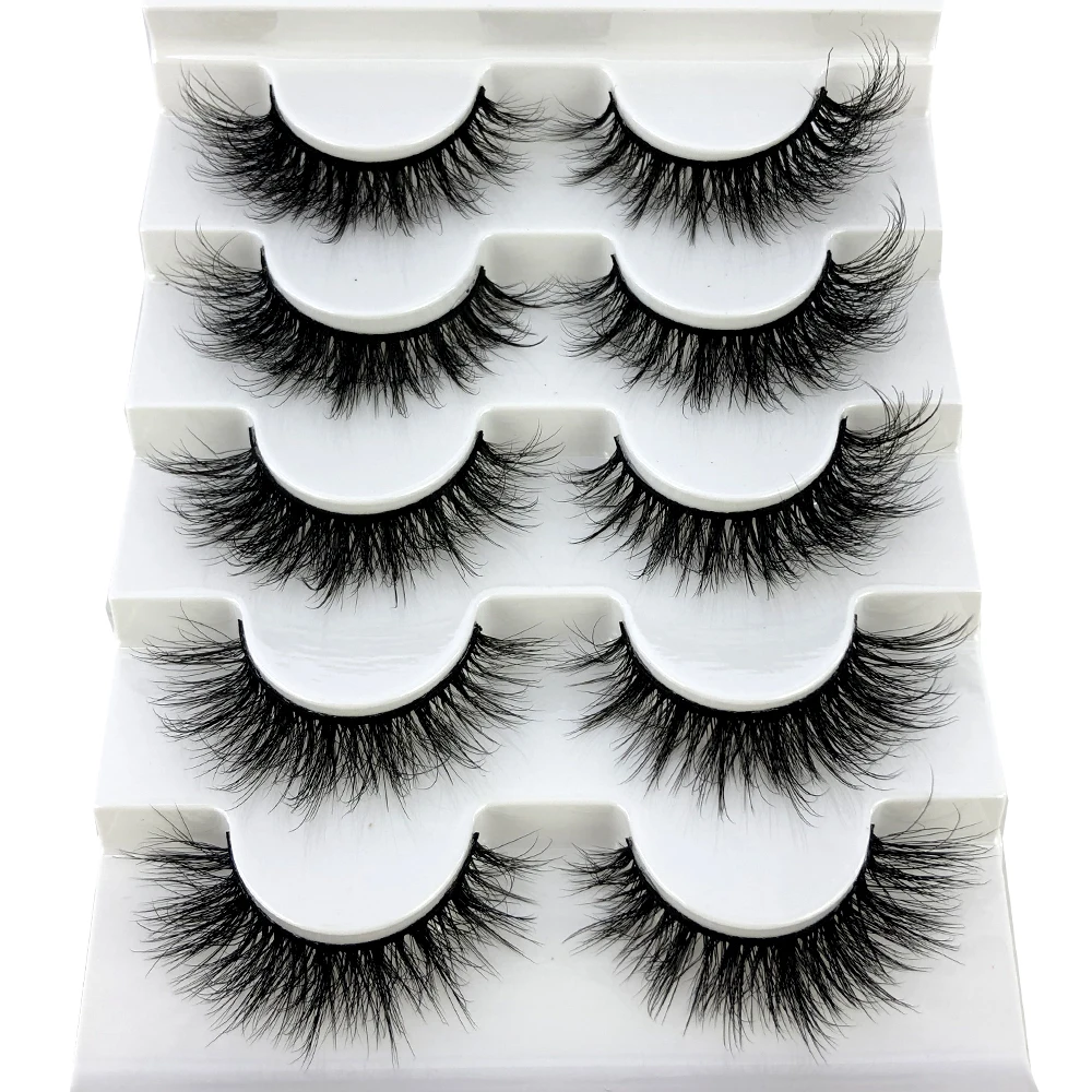 5 Pairs 3D Mink Lashes False Eyelashes Fluffy Thick Cross Wispy Natural Eye Lashes Mink Soft Lash Extension Supplies Makeup Set