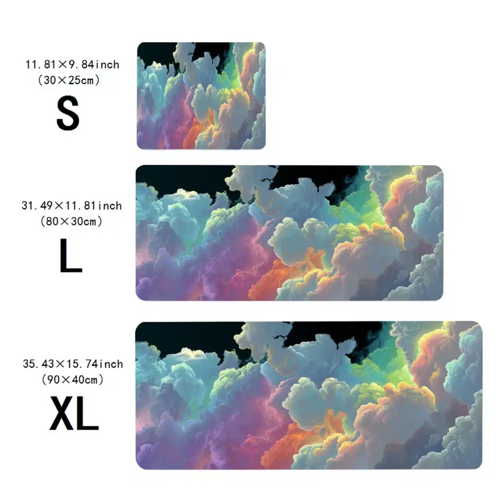 قوس قزح الغيوم ماوس الوسادة متعددة الحجم عدم الانزلاق الألعاب ماوس الوسادة ألعاب الرياضة الإلكترونية ماوس حصيرة لعبة لوحة المفاتيح الميكانيكية XXL حصيرة مكتبية