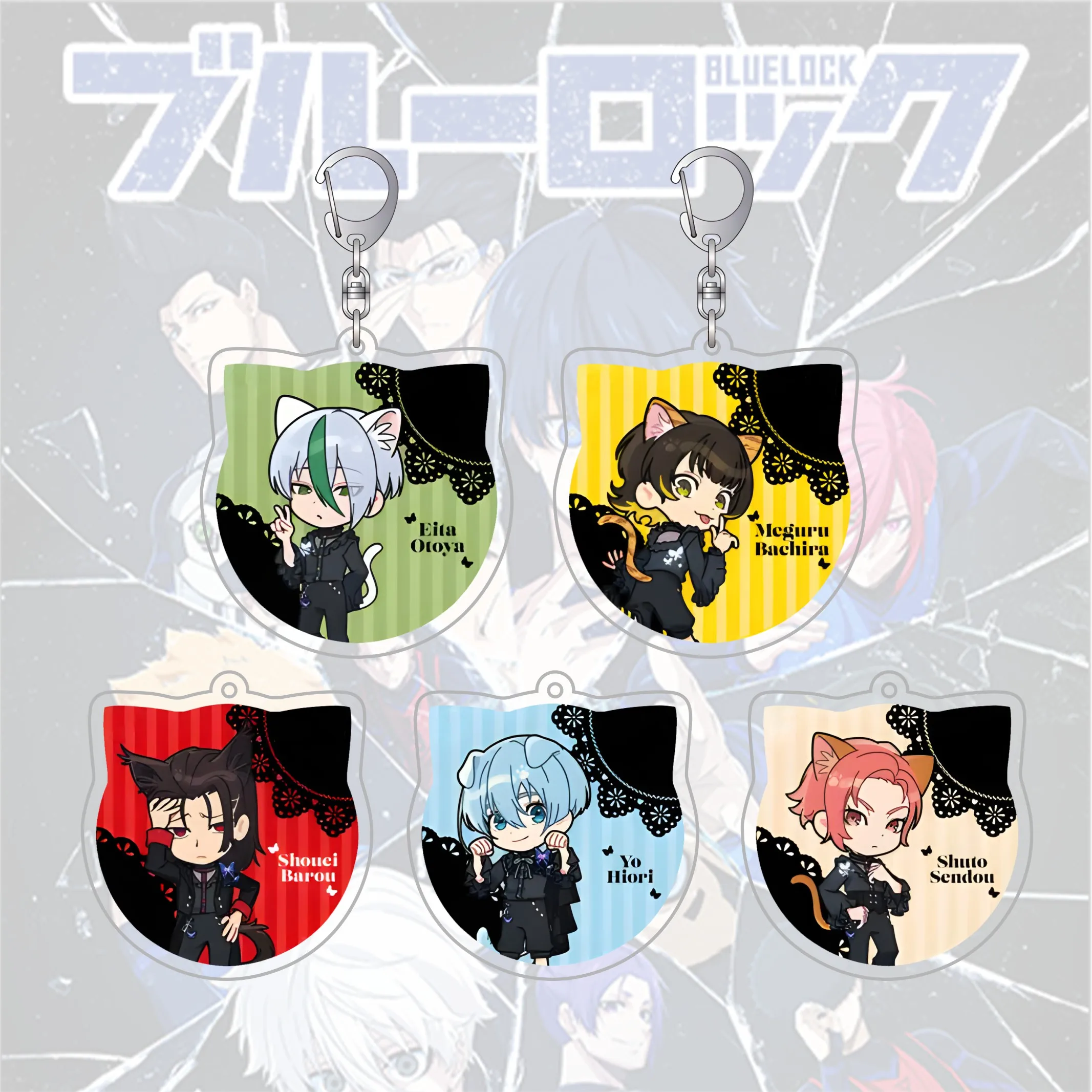 Anime Cartoon BLUE LOCK 6cm Acryl-Schlüsselanhänger Figur Cat Butler Ver. Display-Ornamente Geschenke Anhänger für Rucksäcke, Handys, Autos
