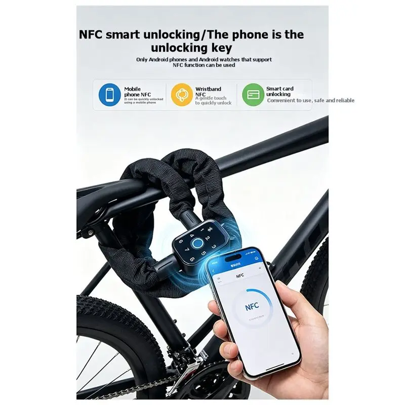 [NEWA76K!】 Intelligent Fingerprint And Password Lock-Theft-Proof For Electric Bicycles And Scooters Bluetooth, Graffiti-Resistan