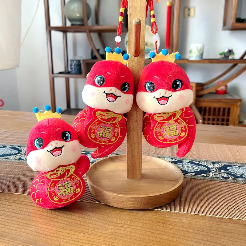 2025 Snake Year Mascot Doll Plush Toy Kawaii Zodiac Snake Stuffed Pendant Chinese New Year Hanging Decoration Festival Gifts