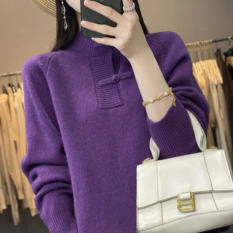 2022 New Autumn Winter Frog Knitting Sweaters High-quality Long Sleeve Loose Thickening All-match Bottoming Shirt Lady Top