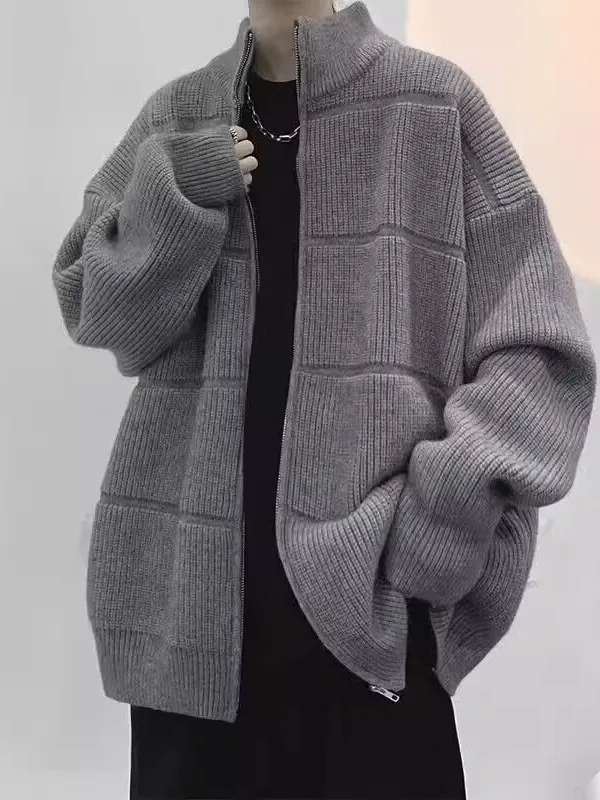 

Мужской вязаный кардиган Laid-ba на молнии, свободного кроя, в городском стиле, зимняя новинка