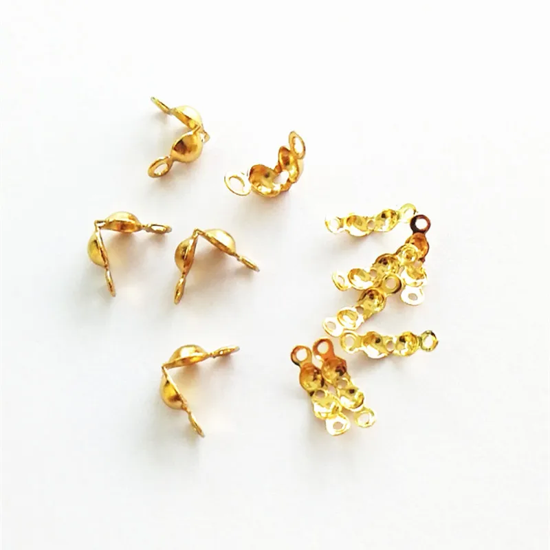 100pcs Stainless Steel Ball Bead Chain Connector Clasp Gold Crimp End Beads Caps For Bracelet Necklace Chains DIY Jewelry Making