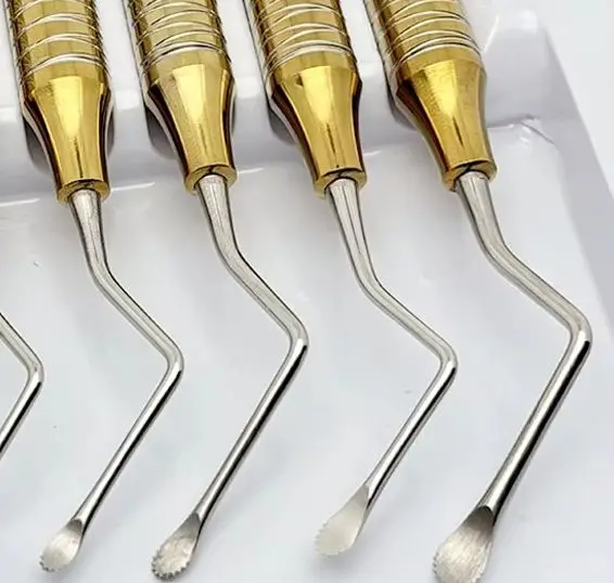 

7Pcs/set Dental Curette Jagged Curettes Set Double Ends Cleaning Excavator Restorative Spoon Implant Dentist Tools