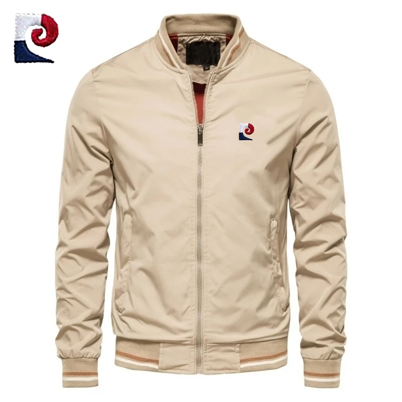 

Embroidered Logo New Spring and Autumn Men's High Quality V-neck Jacket Trendy Fashion Casual Outdoor Sports Baseball Jacket Top