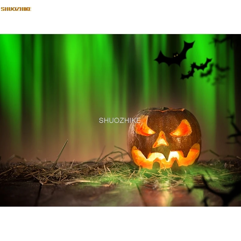 Shuozhike cenário de halloween abóbora lanterna castelo floresta lápide fundo de fotografia de bebê para estúdio fotográfico adereços NG-09