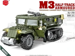 791 649pcs Military Ww2 World War Ii Sd Kfz 250 Half-track Armored Vehicle Army Weapon Boy Building Blocks Toy