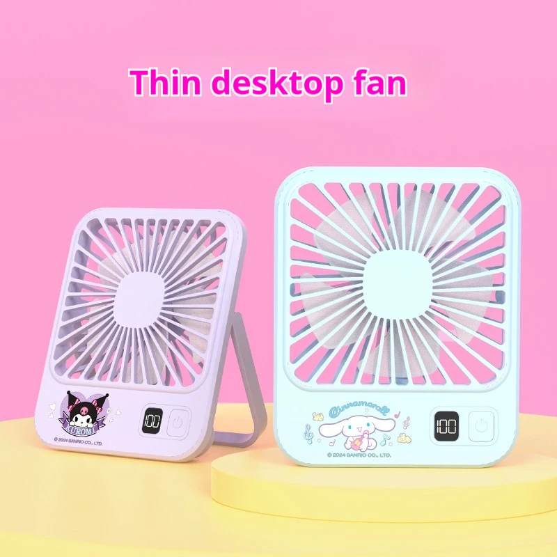 Sanrio Desktop Small Fan Cartoon Doll Hello Kitty Long Battery Life Strong Wind Portable Mini Cute Fan Girl's Birthday Present