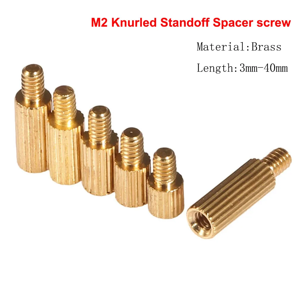 

M2*L+3mm Brass Standoff Pillar Male Female Round Knurled Threaded Mounts Spacer PCB Motherboard Bolt Screw 3mm-40mm