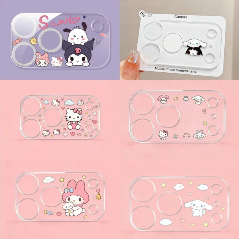 Cate 3D Cartoon HD Glass Camera Lens Protector For iPhone 17 Pro Max 17 Pro Cute Hello Kitty Kuromi Lens Screen Protectors Film