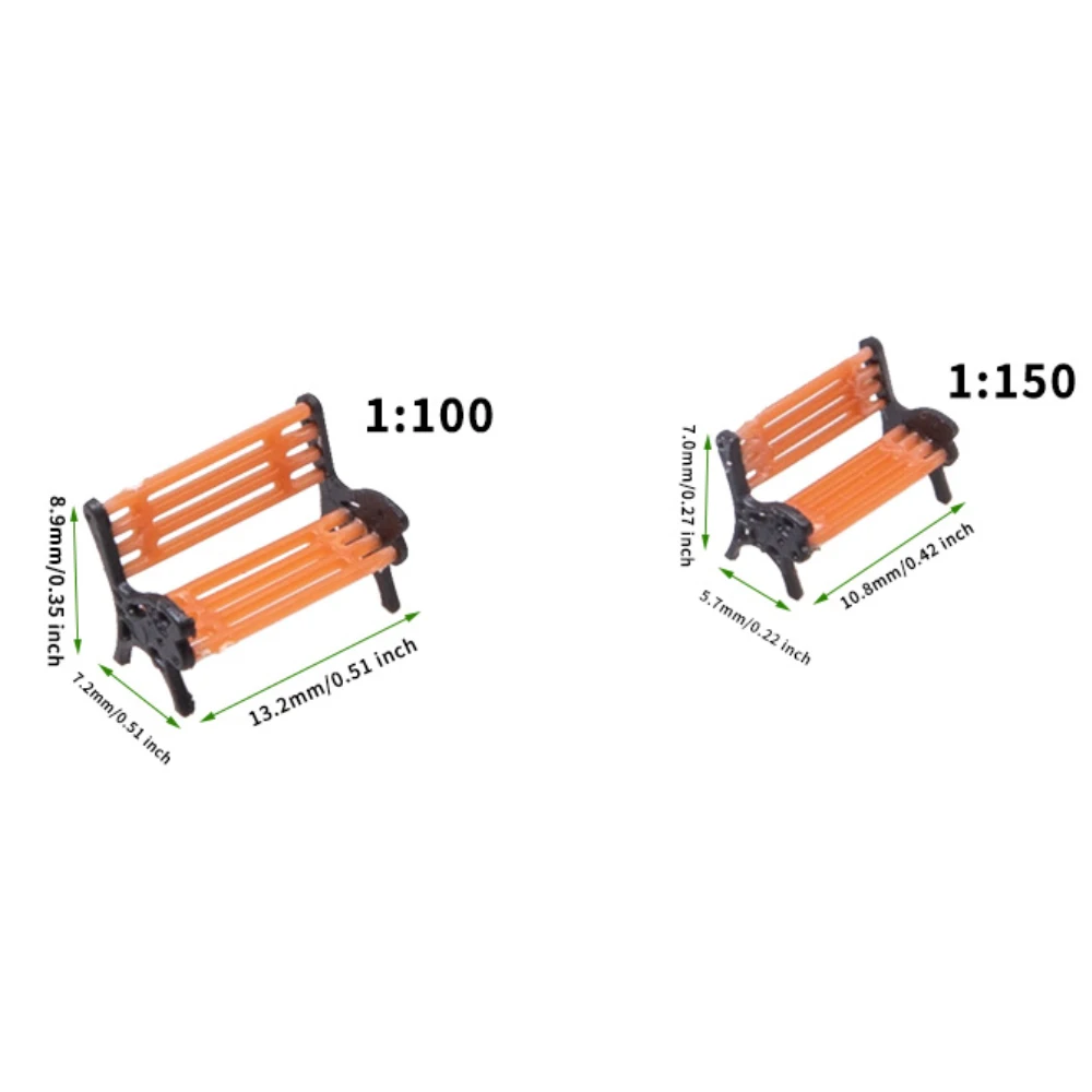 

20PCS 1/100 1/150 Scale Miniature Park Bench Set Dollhouse Garden Patio Chair Model Micro Landscape Decor For DIY Diorama Kits